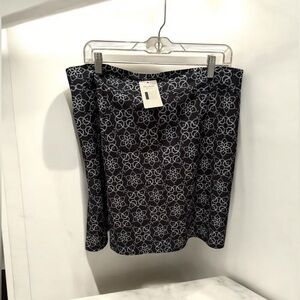 Elegant Floral Wrap Skirt in Navy and White